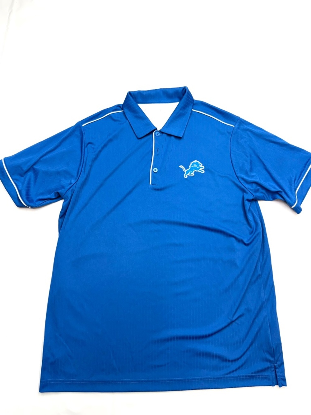 ANTIGUA Mens Large Blue White Short Sleeve Detroit Lions NFL Polo Shirt F13
